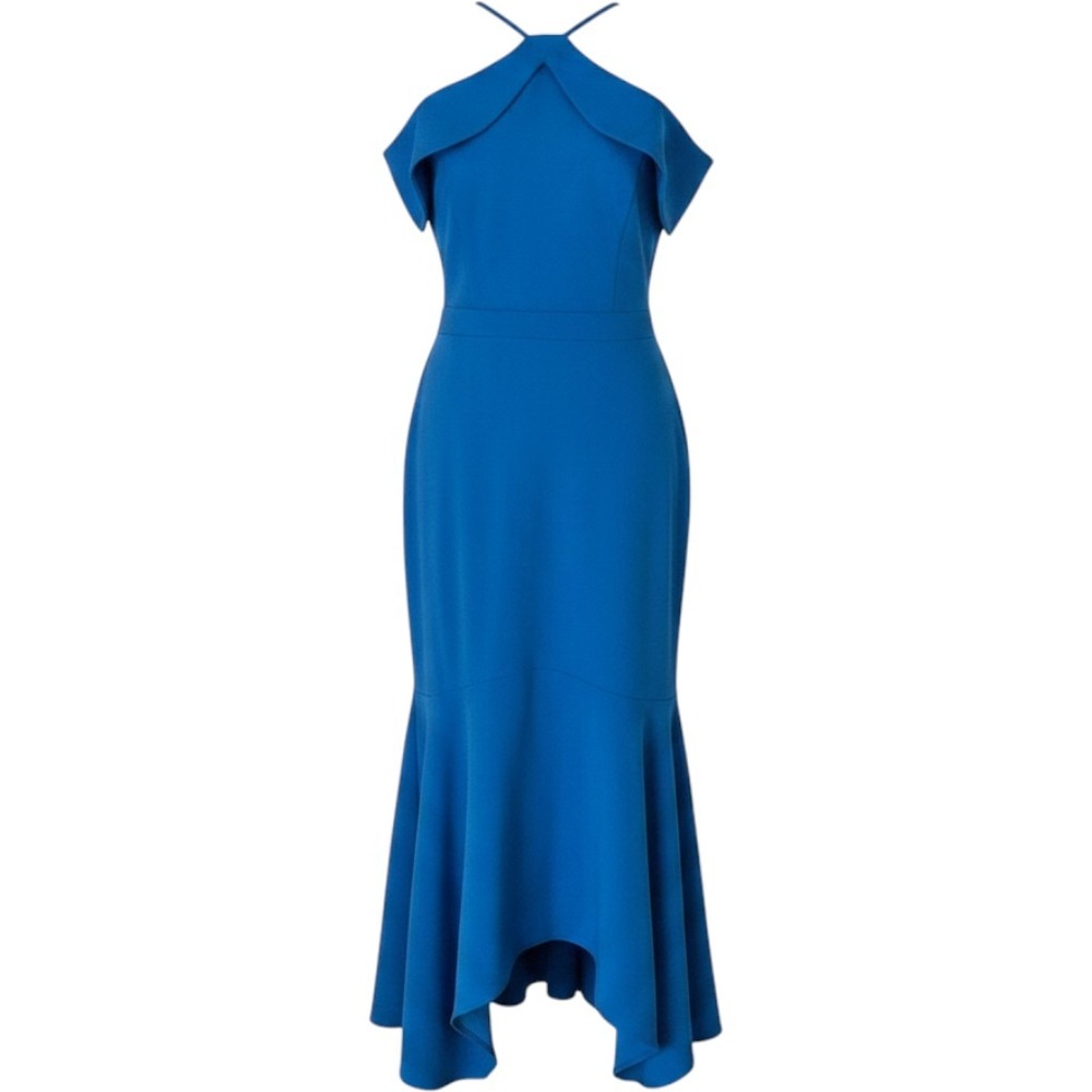 Xscape Women 6 Cobalt Blue Halter Neck Mermaid Gown Formal Dress Prom Homecoming